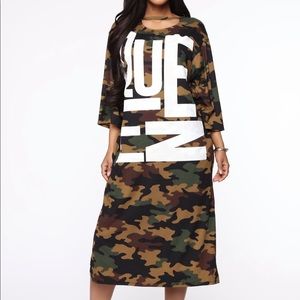 Fashion Nova Queen Camo Dress